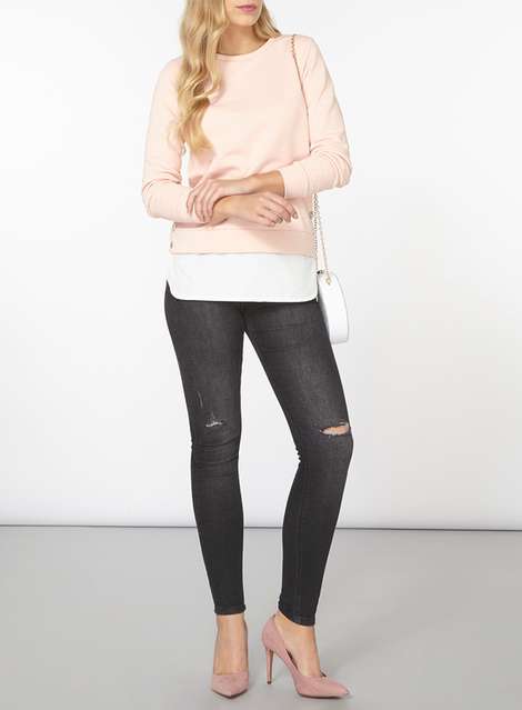 Nude and ivory 2-in-1 sweater